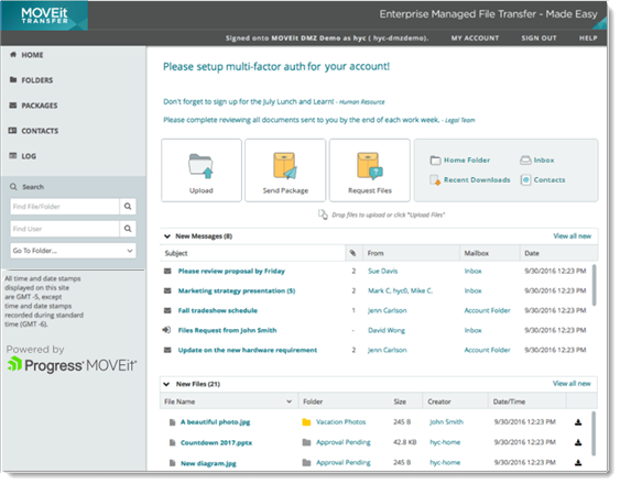 screenshot of Progress MOVEit